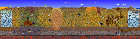 Map of Not the Bees world, seed 1633334476